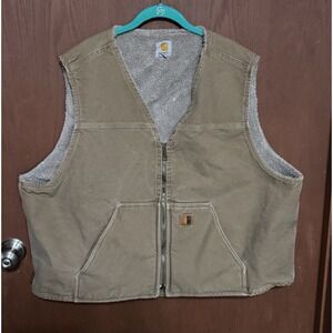 Carhartt 14806 Mens Sherpa Lined Canvas Vest Beige V26 FRB Work Utility 3XL GTb6